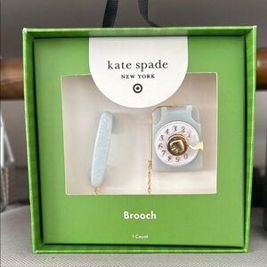 Kate Spade Blue and Gold Telephone Brooch